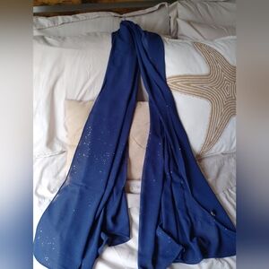 Elegant Blue Scarf with Sparkle Accents